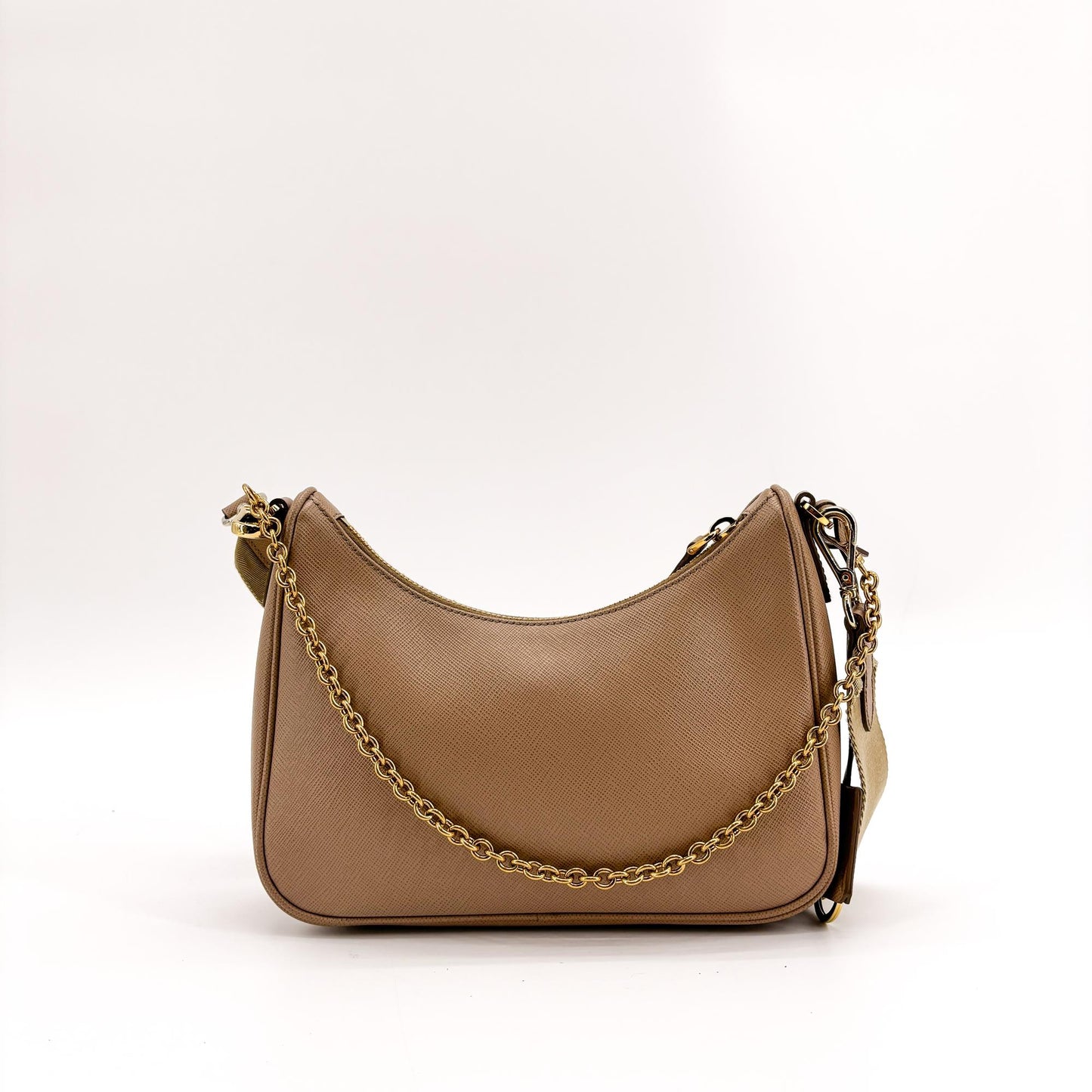 Prada Re-edition 2005 Saffiano Leather Shoulder Bag Beige