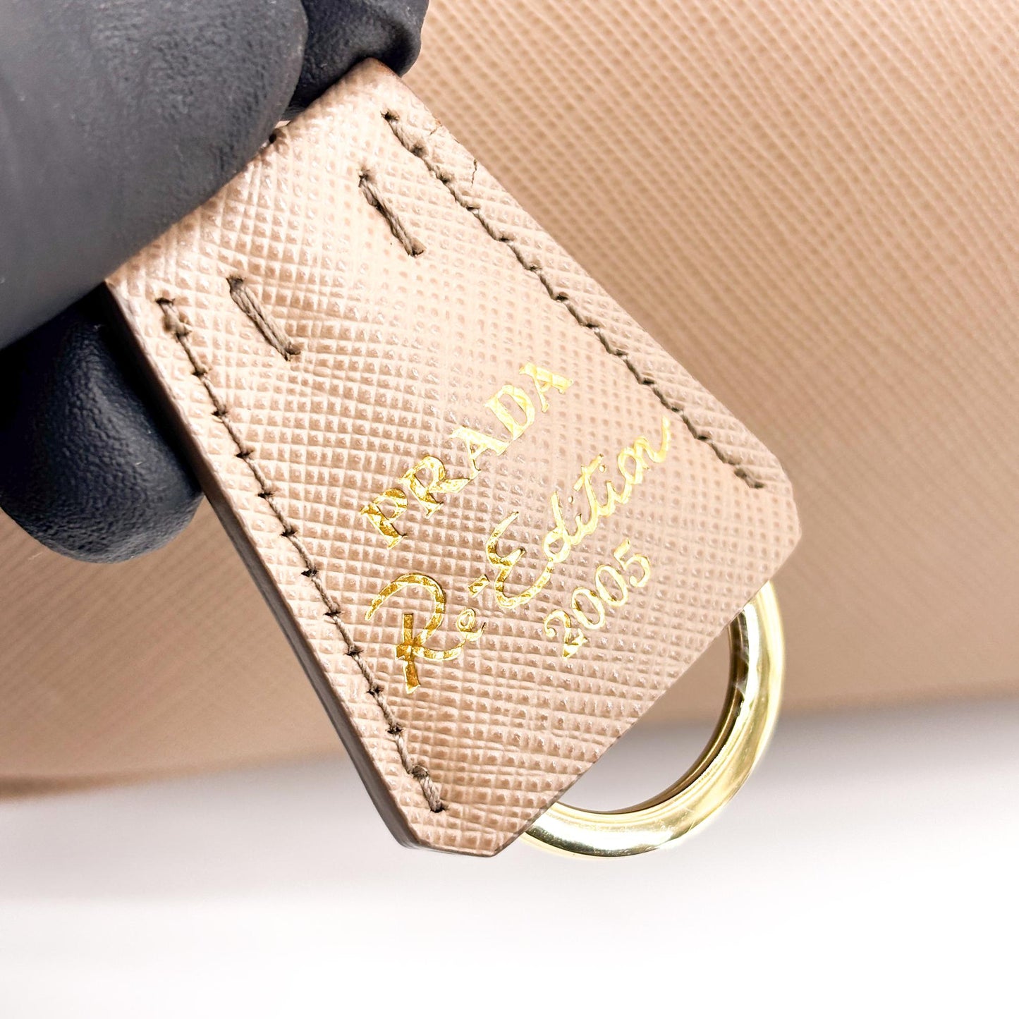 Prada Re-edition 2005 Saffiano Leather Shoulder Bag Beige