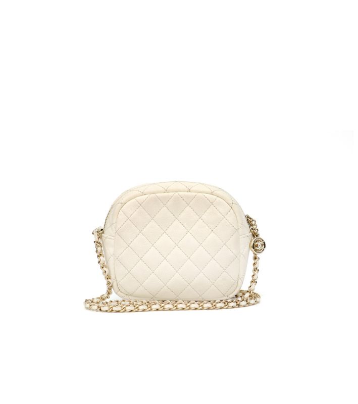 Chanel White Cosmetic Chain Shoulder Bag