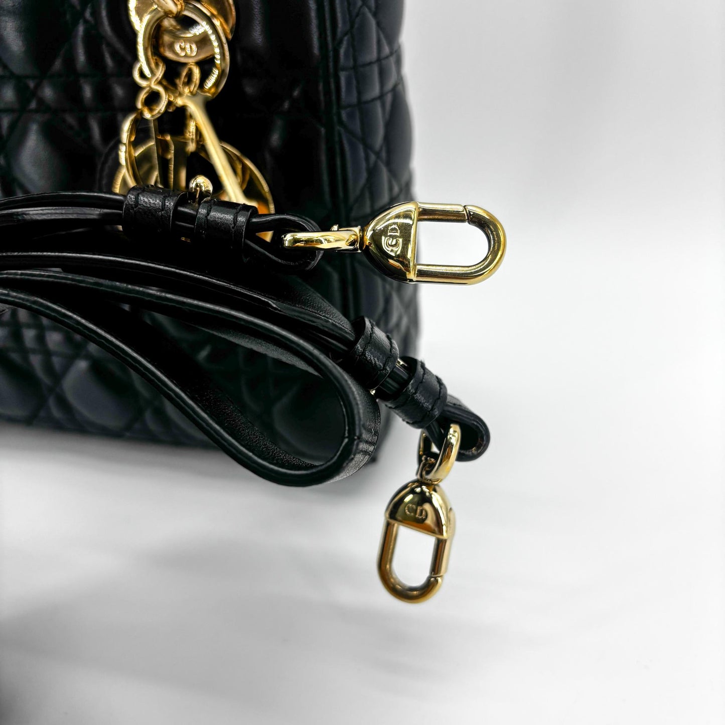 Dior Lady Dior Medium Bag Black Lambskin Gold Hardware