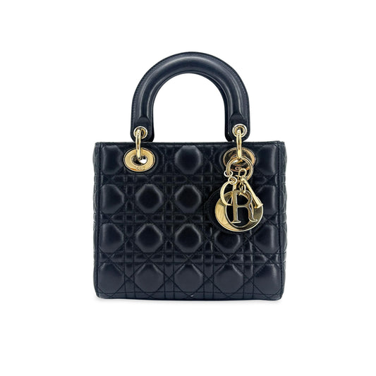 Dior Lady Dior Medium Bag Black Lambskin Gold Hardware