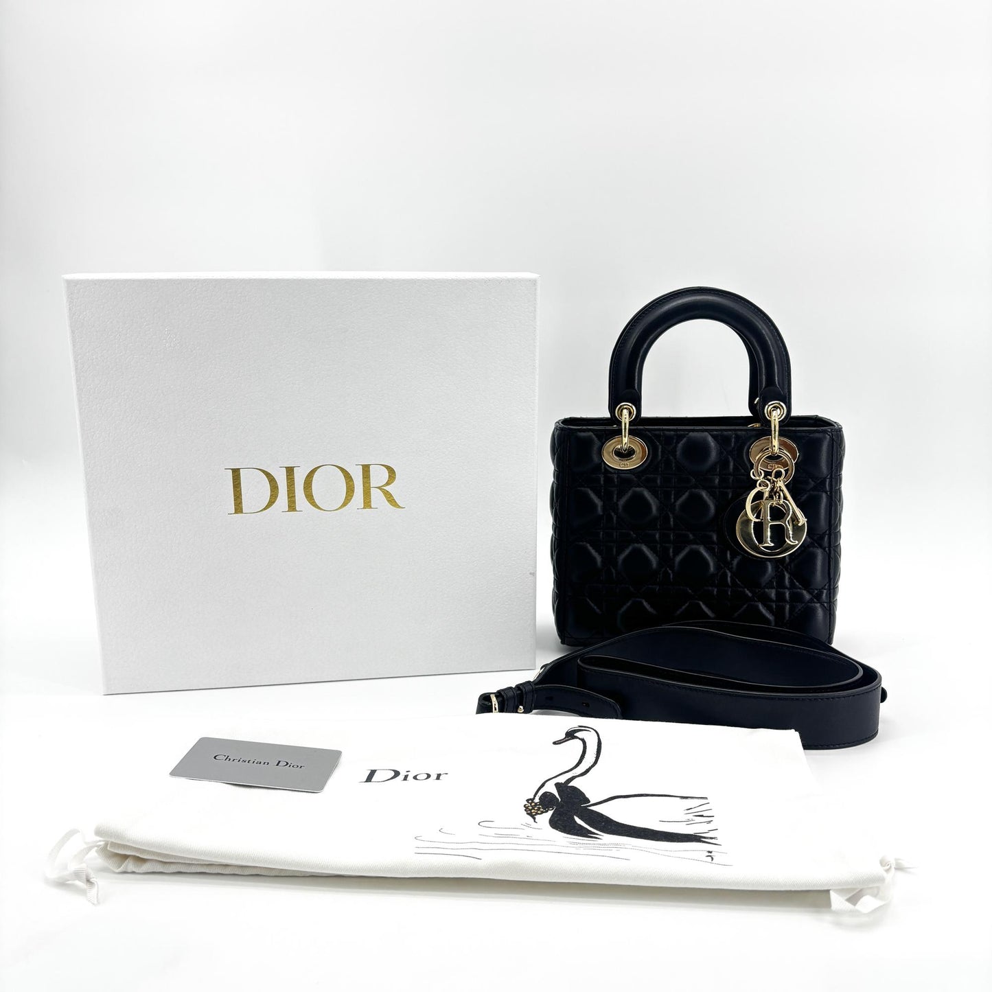 Dior Lady Dior Medium Bag Black Lambskin Gold Hardware