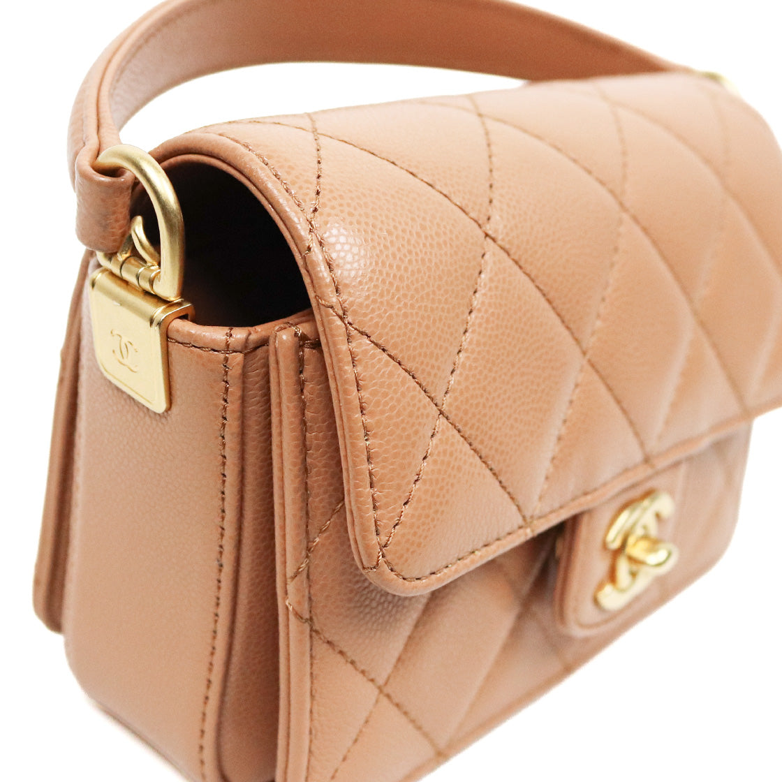 Chanel Mini Brown Caviar Top-Handle Tote Bag