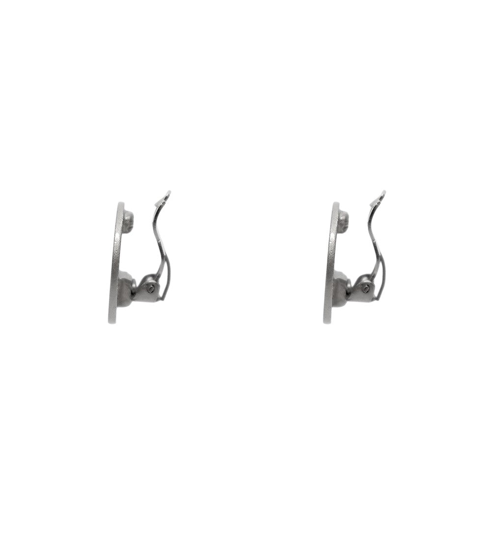 Chanel Round Plate CC Silver Earrings