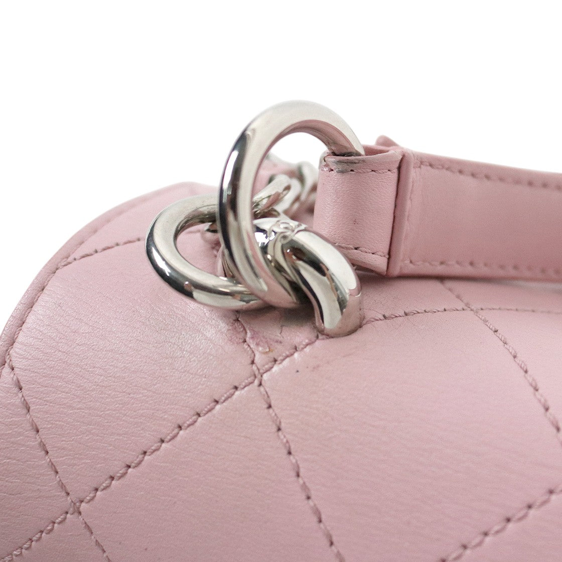 Chanel Pink Lambskin Quilted CC Flap Top-Handle 2-Way Bag