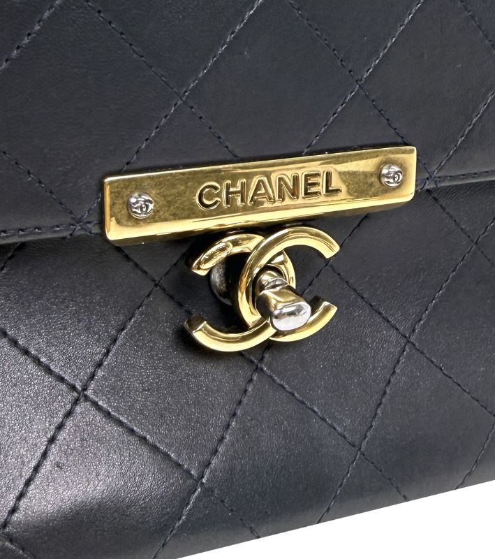 Chanel Navy Quilted CC Flap Shoulder Bag