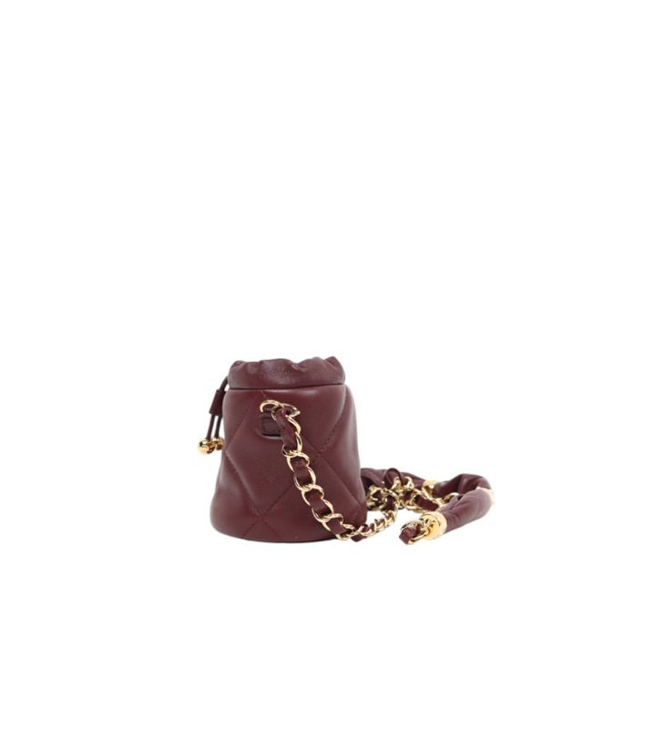 Chanel Burgundy Leather CocoCrush Mini Bucket Shoulder Bag