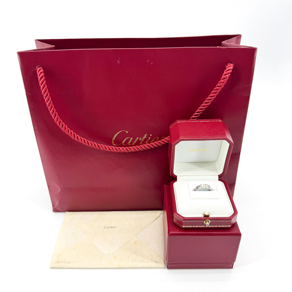 Cartier Love Ring, 1-Point Diamond, White Gold