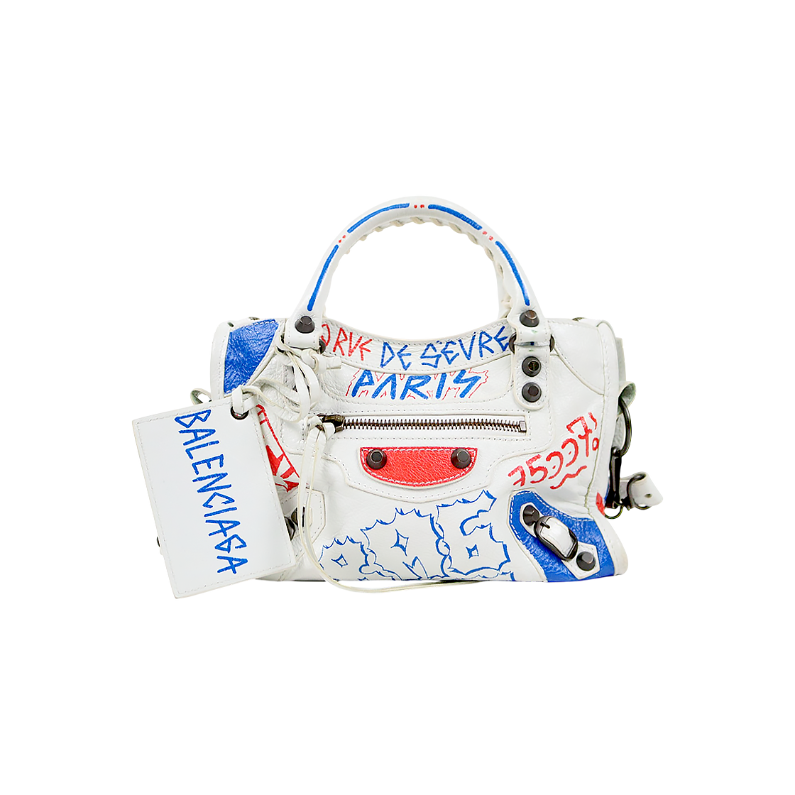 Balenciaga White Mini Gravity Motor Bag