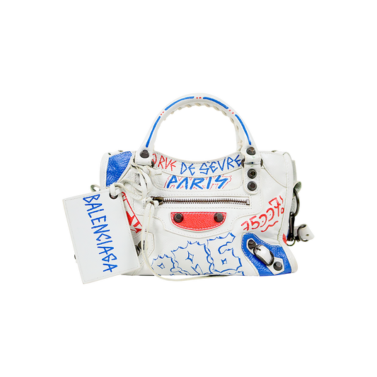 Balenciaga White Mini Gravity Motor Bag
