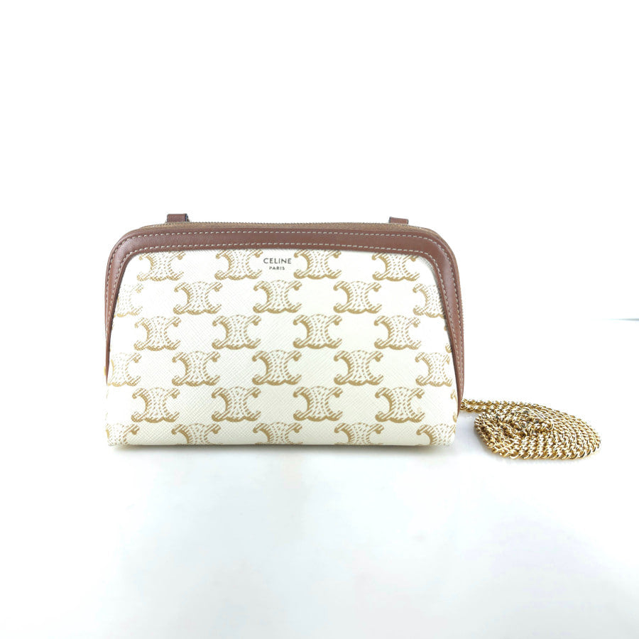 Triomphe Canvas Chain Clutch Crossbody Bag 10E382