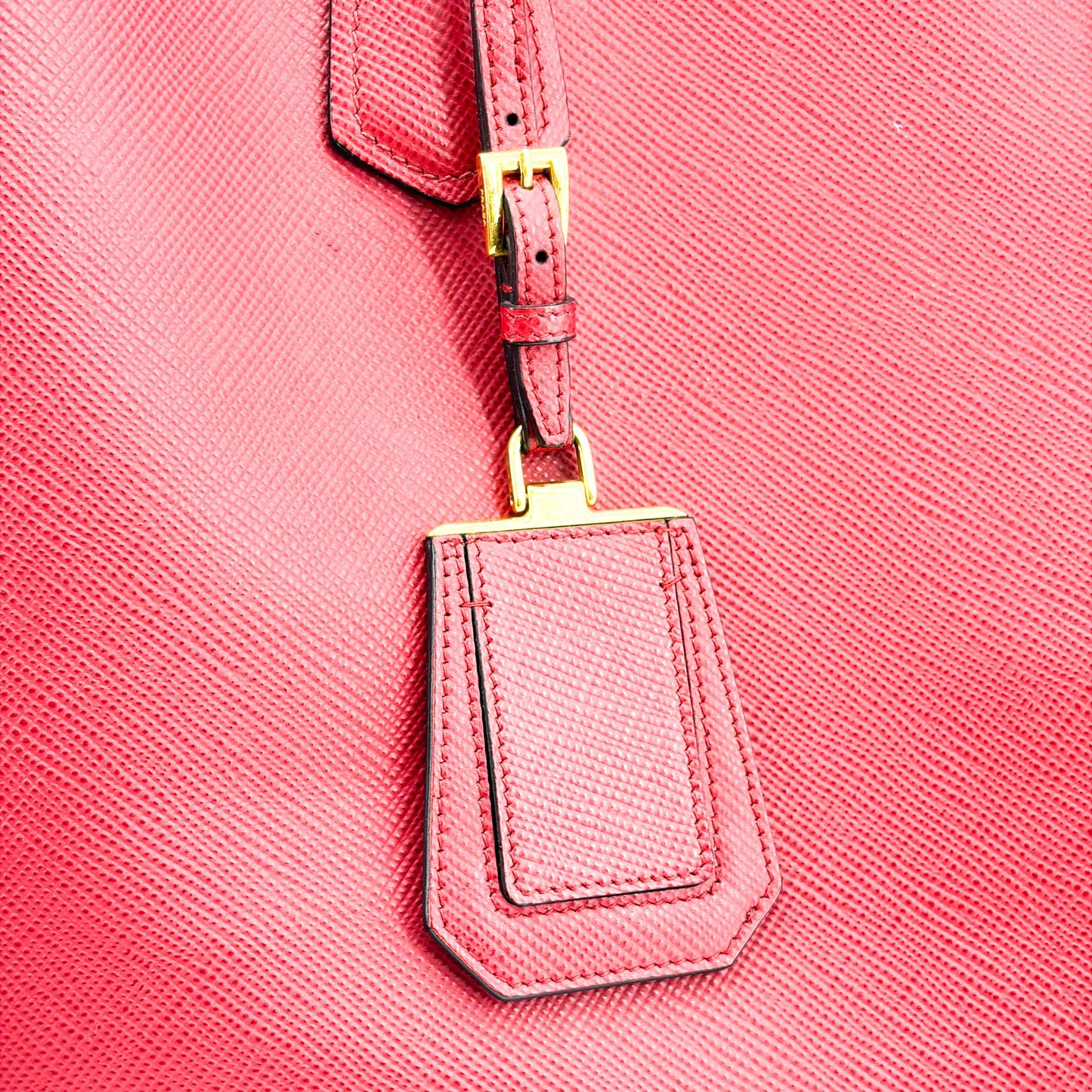Prada Saffiano Double Tote Bag Red with Gold Hardware