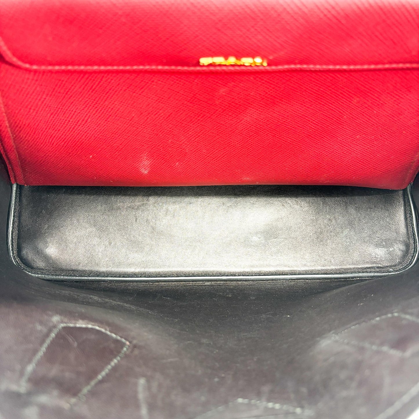 Prada Saffiano Double Tote Bag Red with Gold Hardware