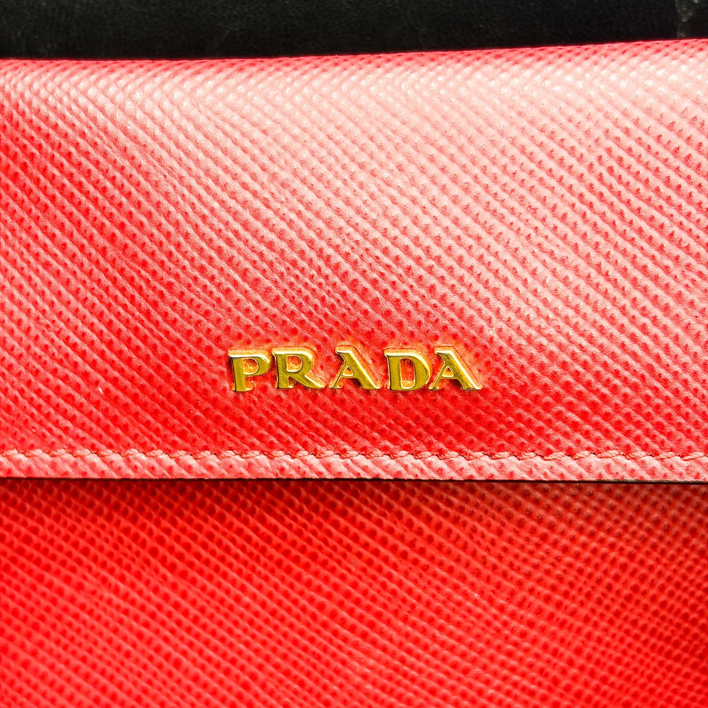 Prada Saffiano Double Tote Bag Red with Gold Hardware