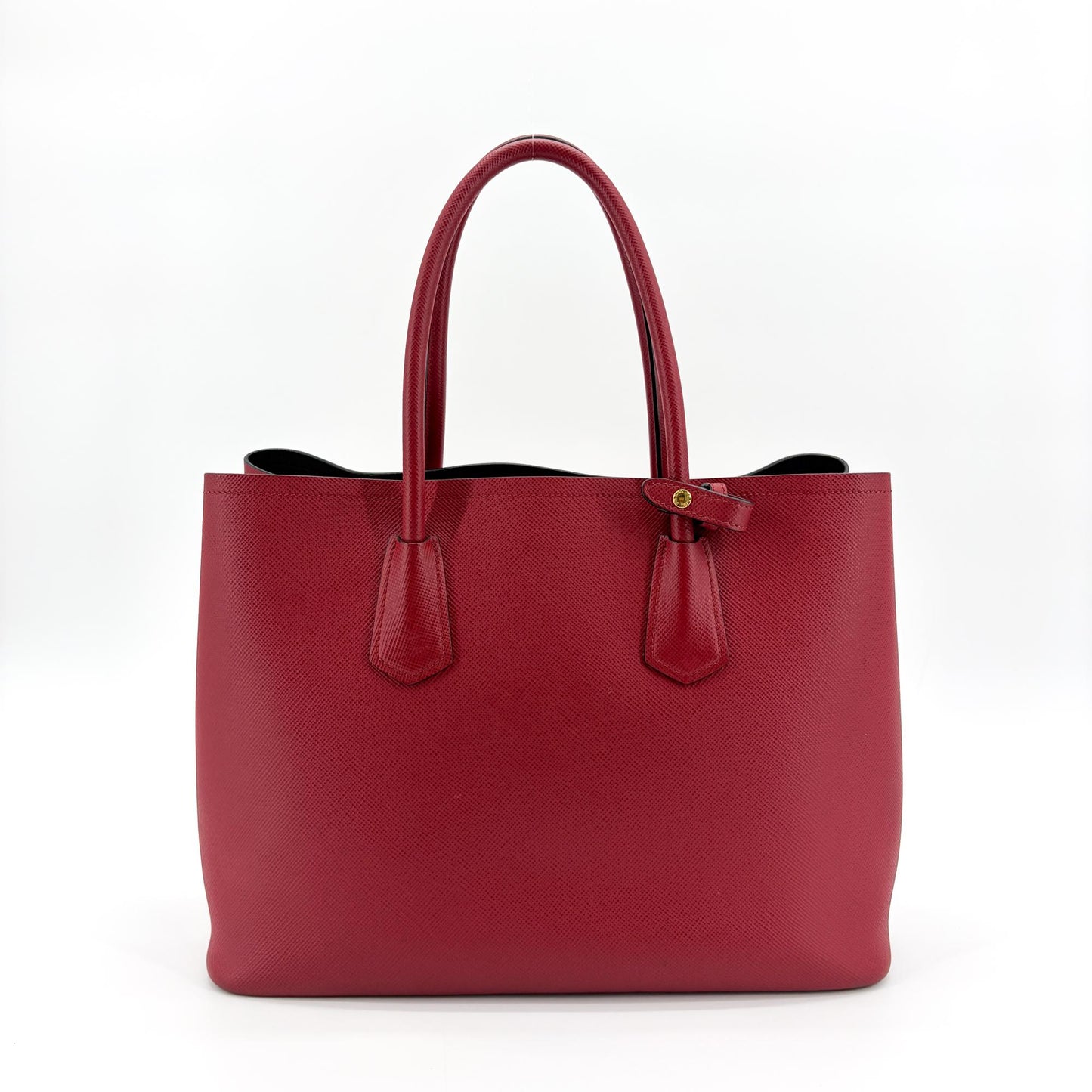 Prada Saffiano Double Tote Bag Red with Gold Hardware
