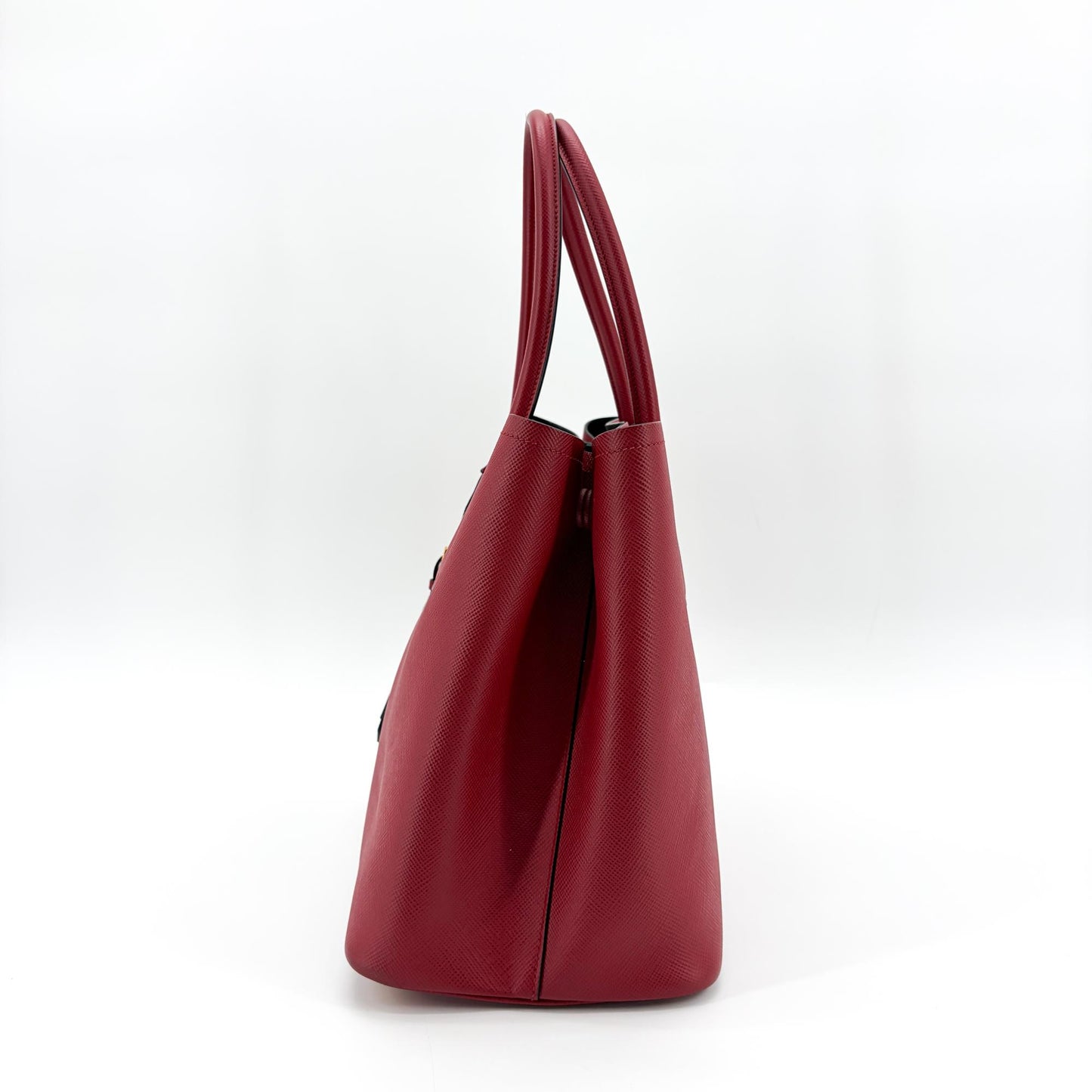 Prada Saffiano Double Tote Bag Red with Gold Hardware