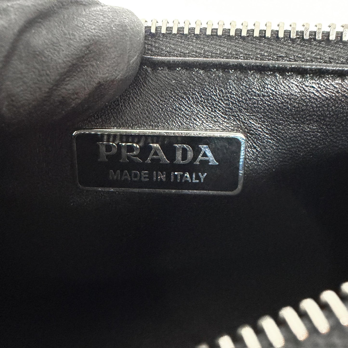 Prada Brushed Leather Mini Shoulder Bag Black