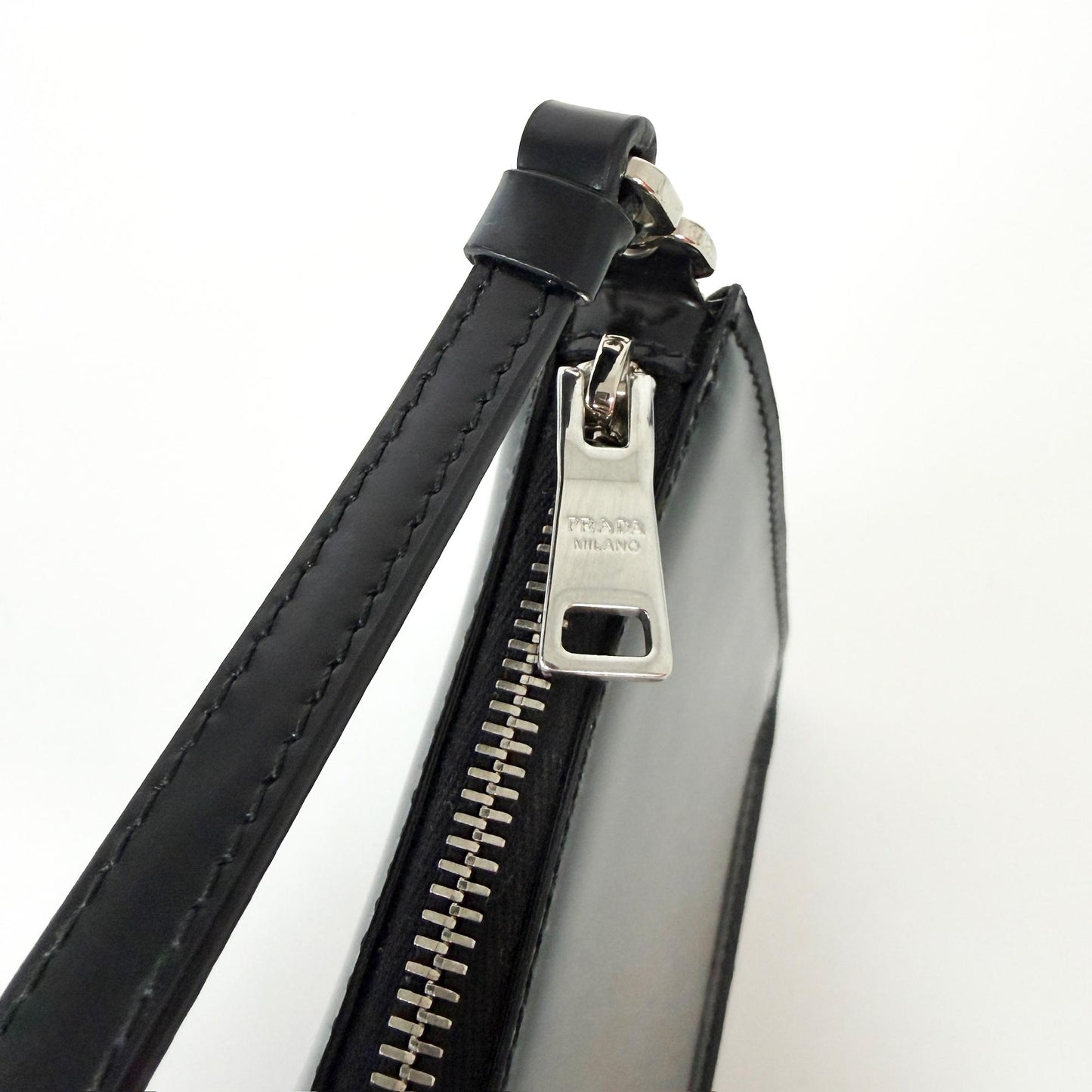 Prada Brushed Leather Mini Shoulder Bag Black