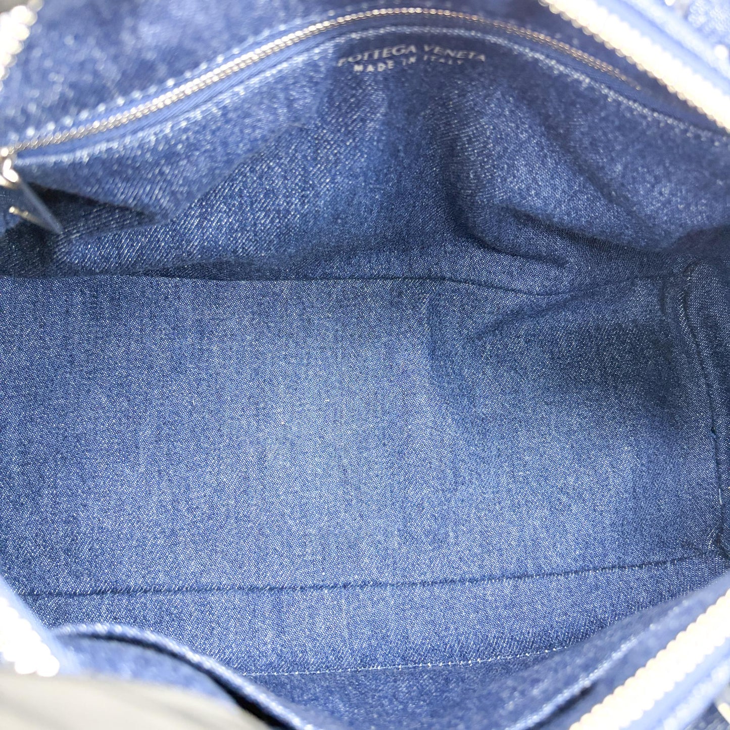 Bottega Veneta Medium Intrecciato Denim Bauletto Bag Blue