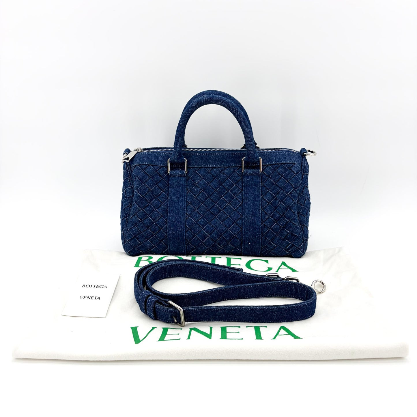 Bottega Veneta Medium Intrecciato Denim Bauletto Bag Blue