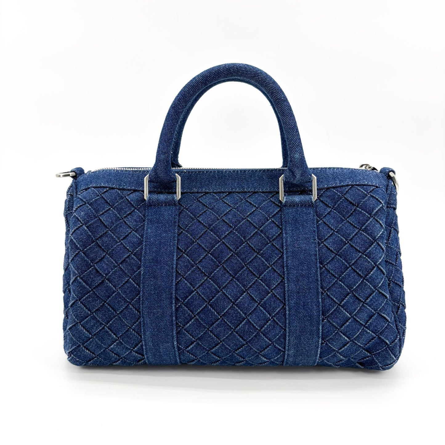 Bottega Veneta Medium Intrecciato Denim Bauletto Bag Blue