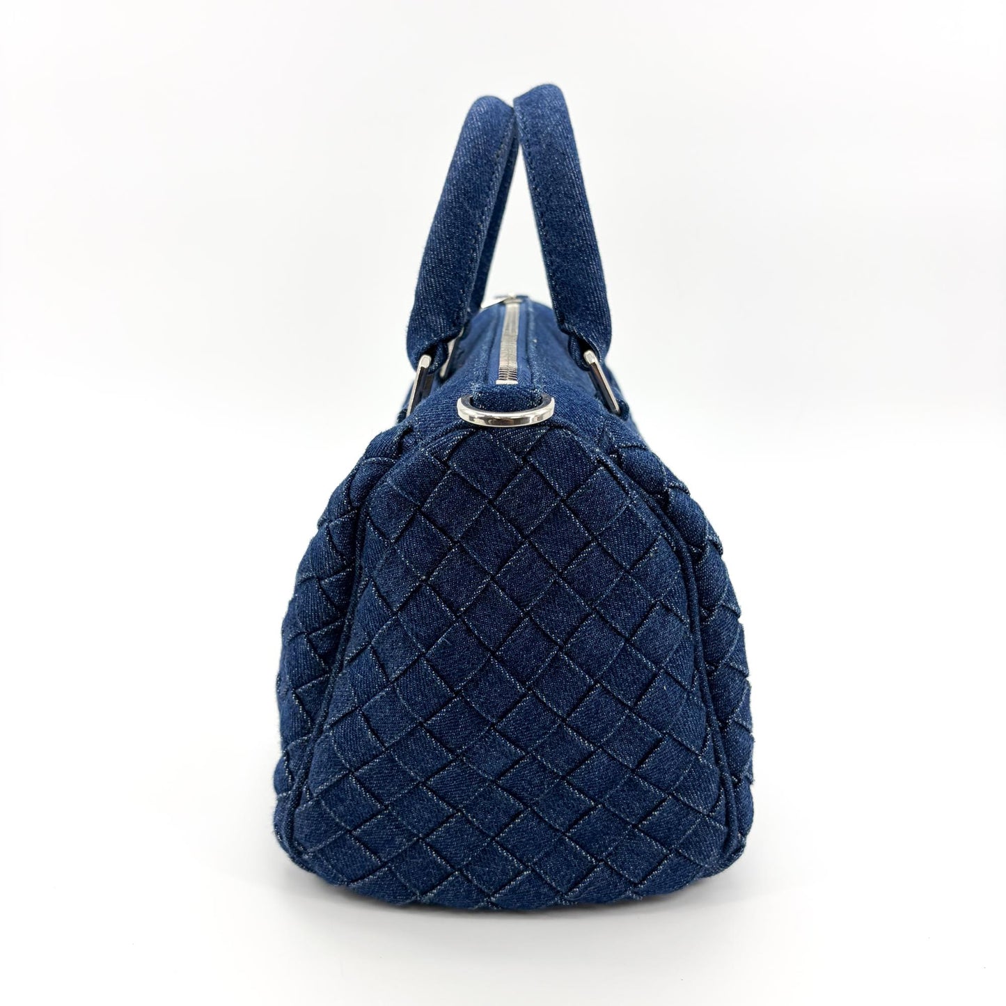 Bottega Veneta Medium Intrecciato Denim Bauletto Bag Blue