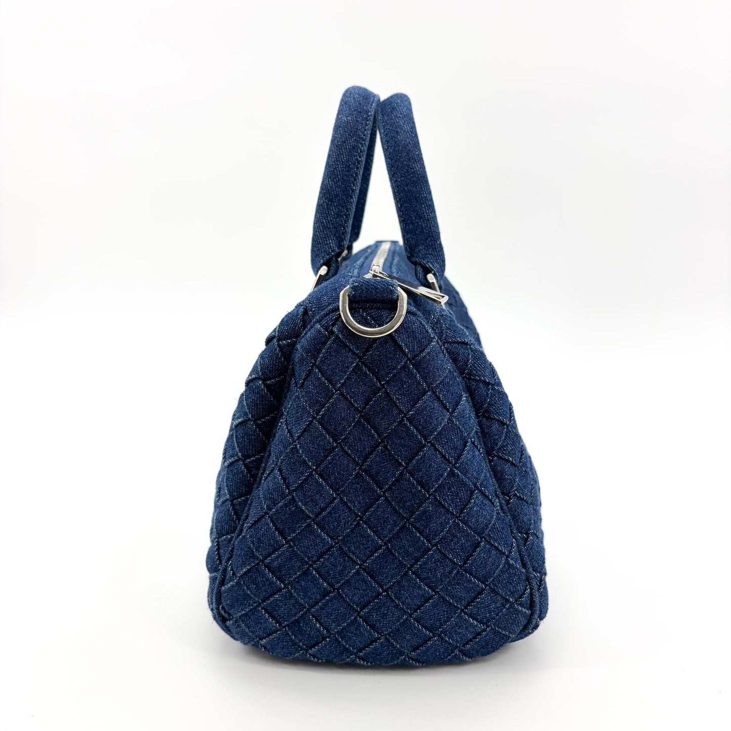 Bottega Veneta Medium Intrecciato Denim Bauletto Bag Blue