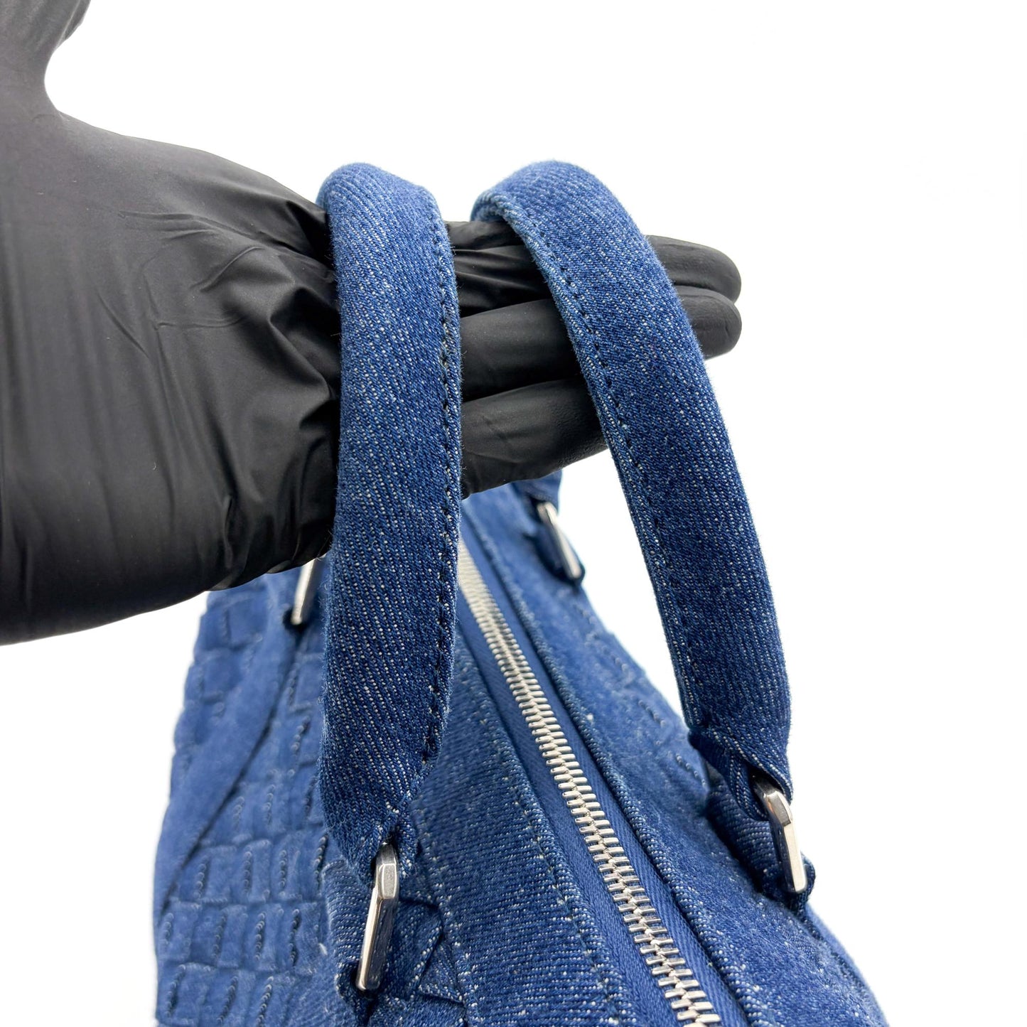 Bottega Veneta Medium Intrecciato Denim Bauletto Bag Blue