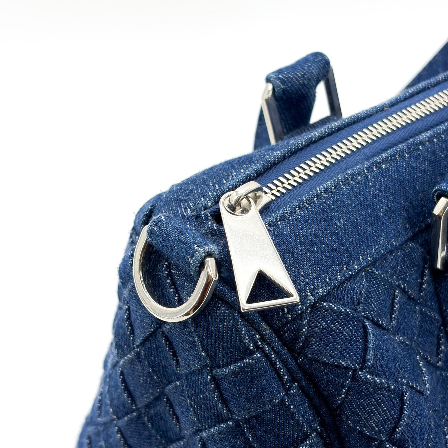 Bottega Veneta Medium Intrecciato Denim Bauletto Bag Blue