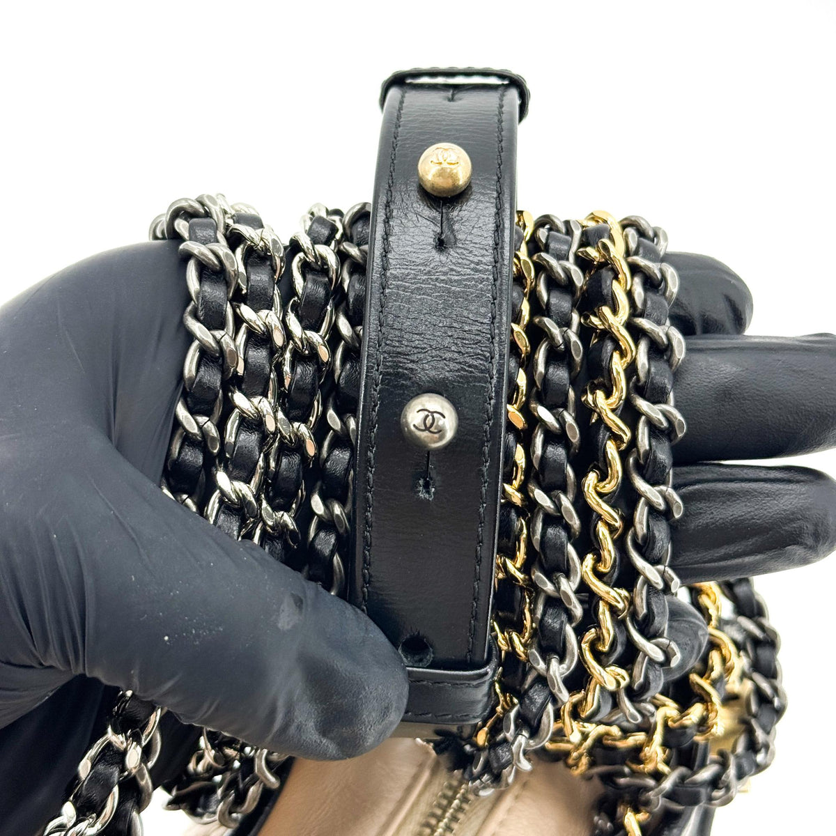 Chanel Gabrielle Small Hobo Bag Vintage Calfskin Beige Black