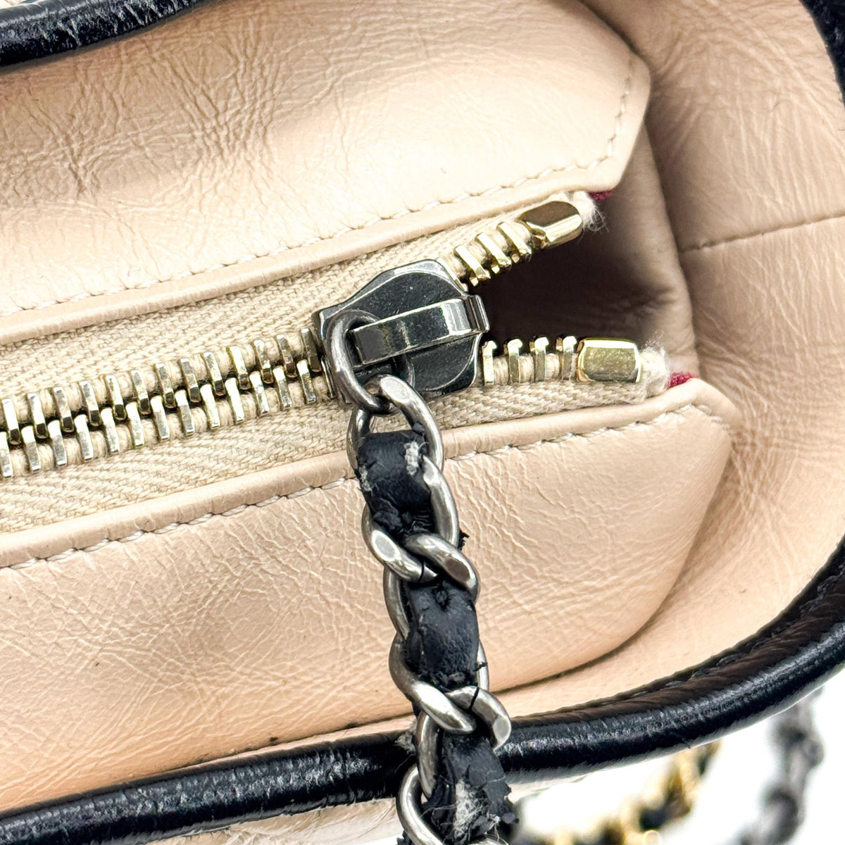 Chanel Gabrielle Small Hobo Bag Vintage Calfskin Beige Black