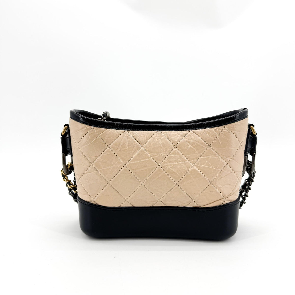 Chanel Gabrielle Small Hobo Bag Vintage Calfskin Beige Black
