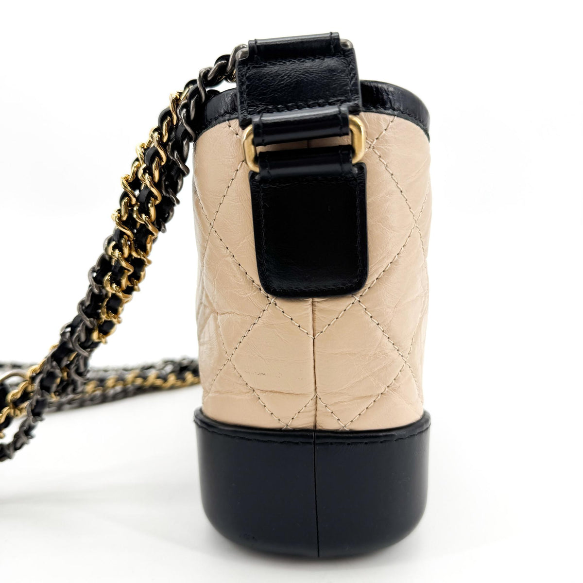 Chanel Gabrielle Small Hobo Bag Vintage Calfskin Beige Black