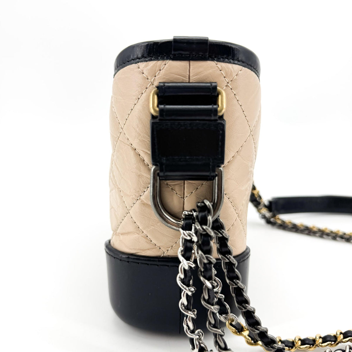 Chanel Gabrielle Small Hobo Bag Vintage Calfskin Beige Black