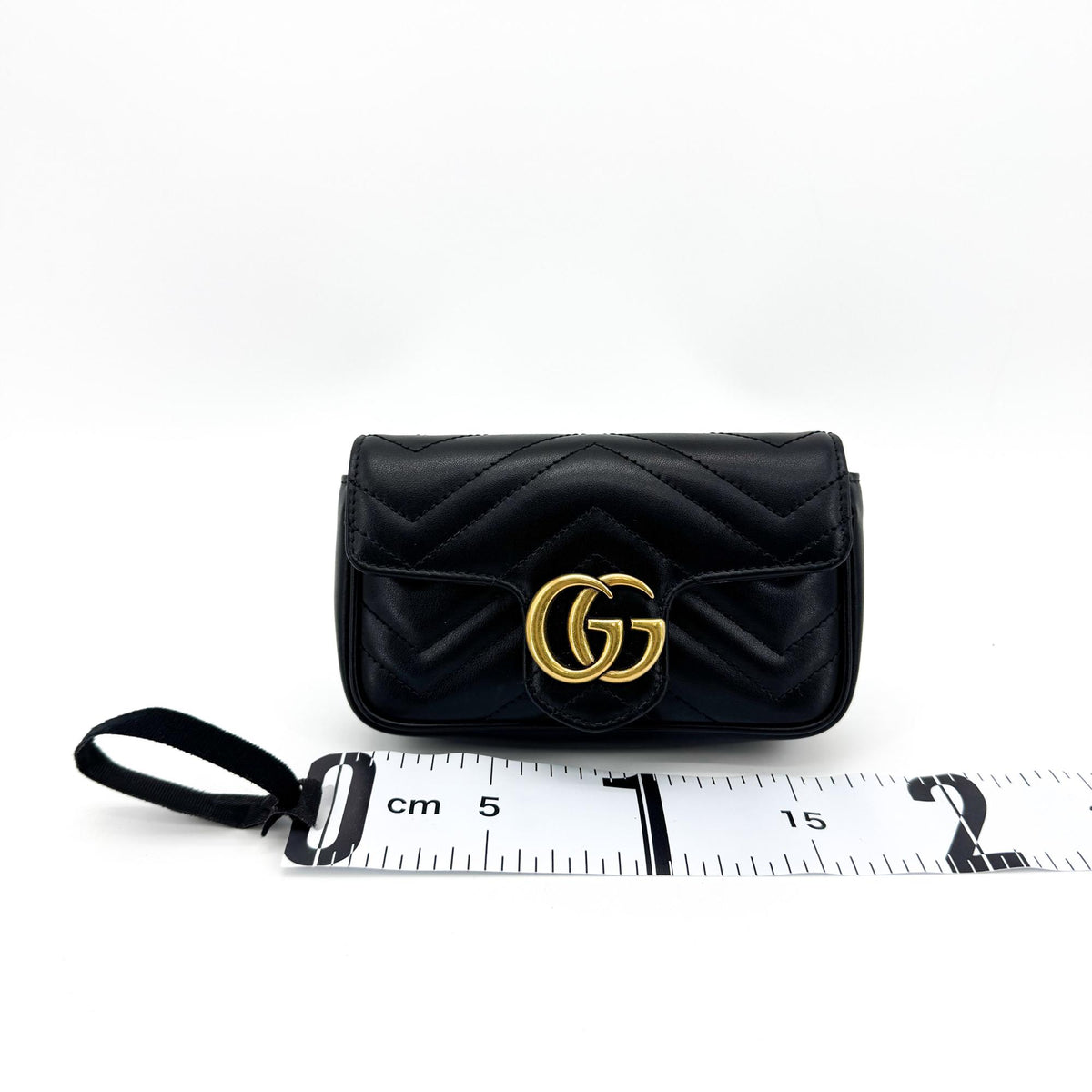 Gucci GG Marmont Matelassé Super Mini Crossbody Bag Black