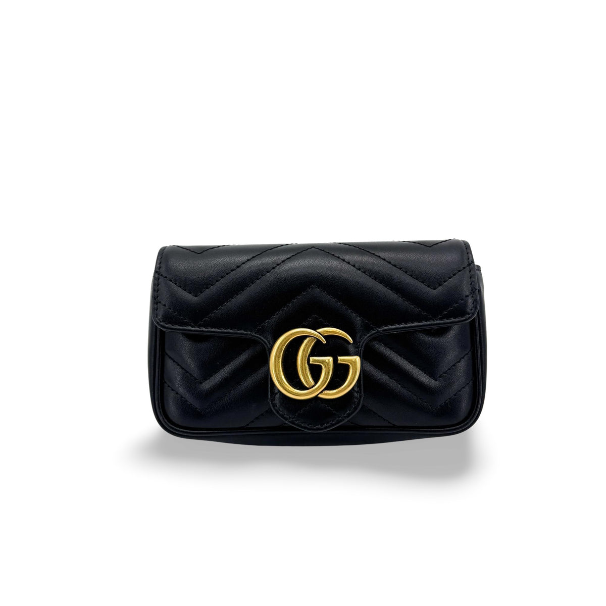 Gucci GG Marmont Matelassé Super Mini Crossbody Bag Black