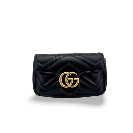 Gucci GG Marmont Matelassé Super Mini Crossbody Bag Black