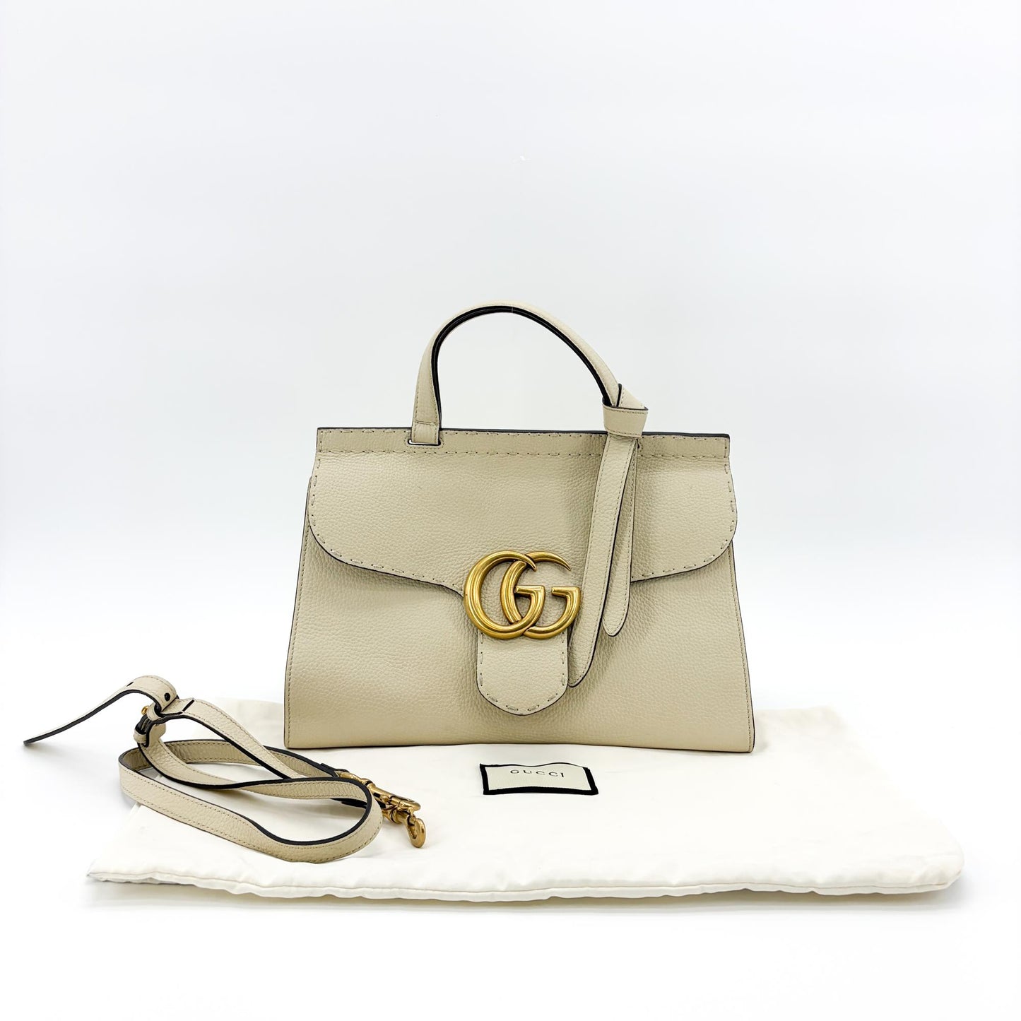 Gucci GG Marmont Small Top Handle Bag White