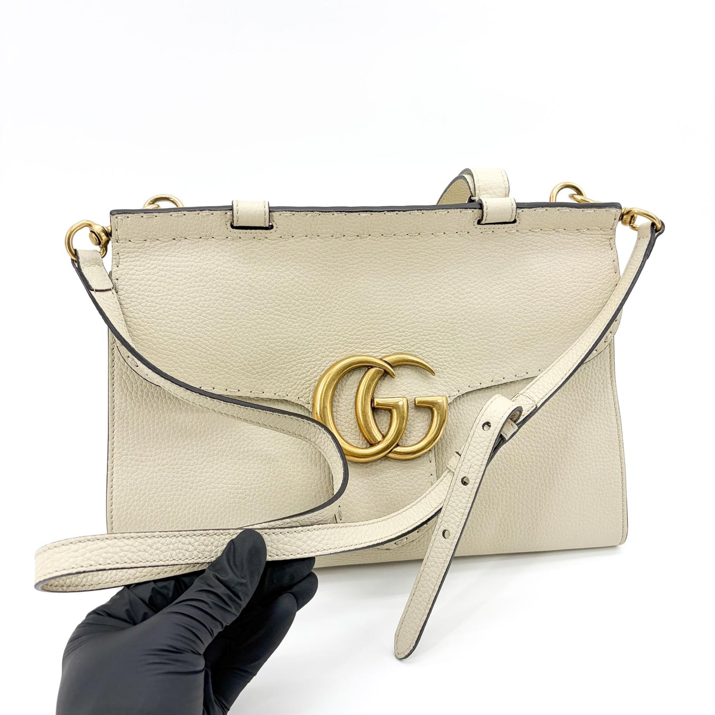 Gucci GG Marmont Small Top Handle Bag White
