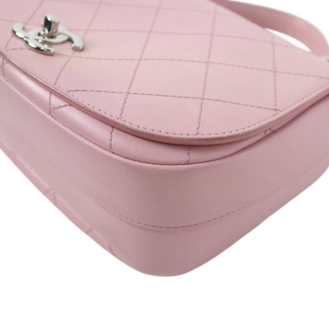 Chanel Pink Lambskin Quilted CC Flap Top-Handle 2-Way Bag