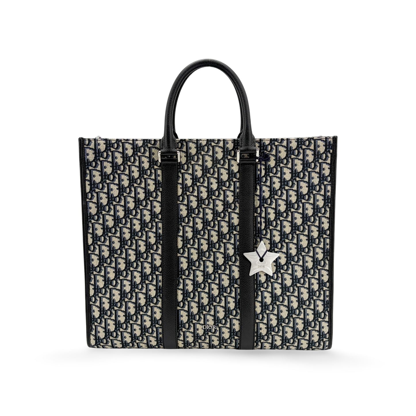 Dior Vertical Tote Bag Beige & Black Dior Oblique Jacquard