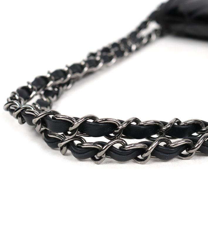 Chanel Black Patent Quilted CC Flap Chain Shoulder Bag with Flap