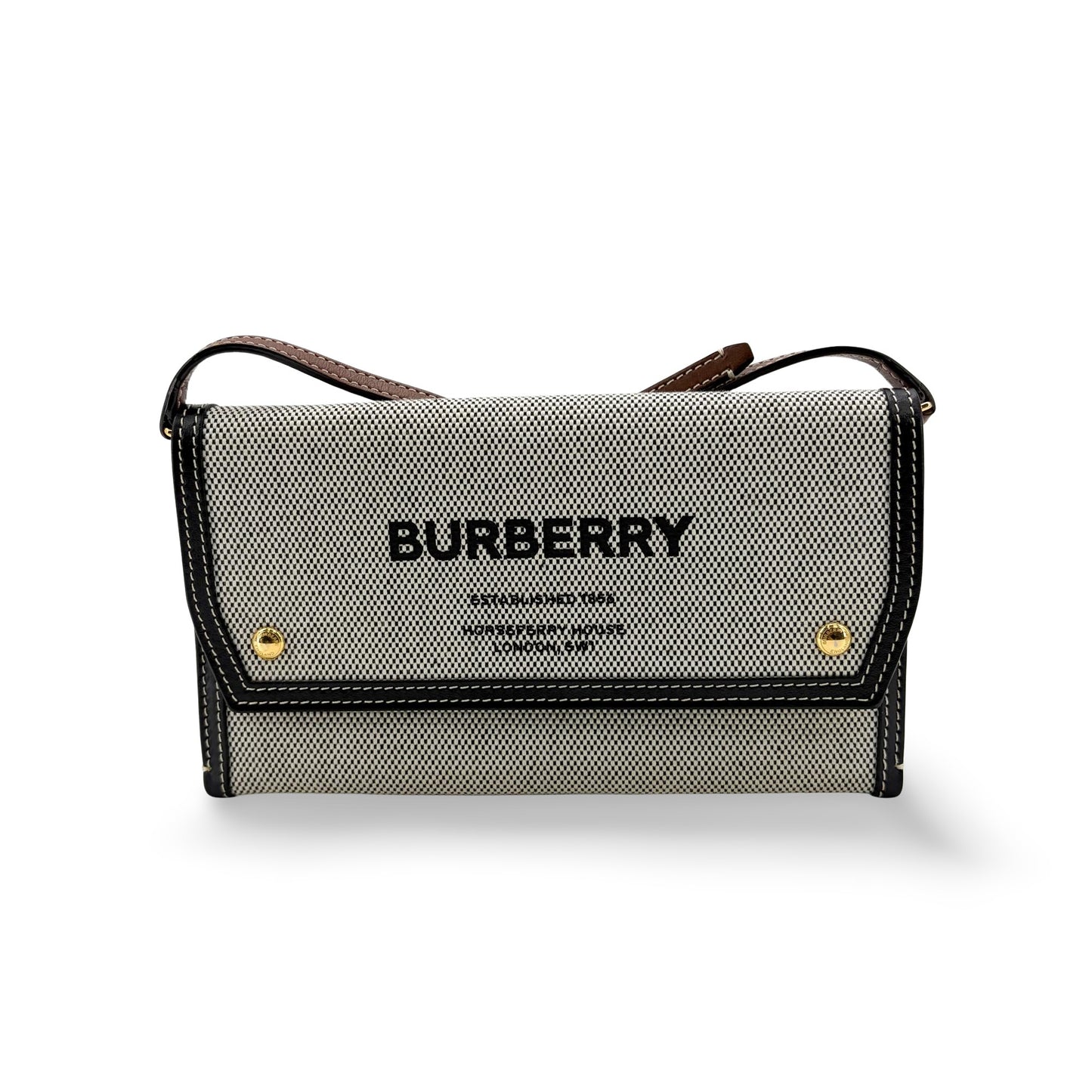 Burberry Small Horseferry Print Canvas Notebook Shoulder Bag Black