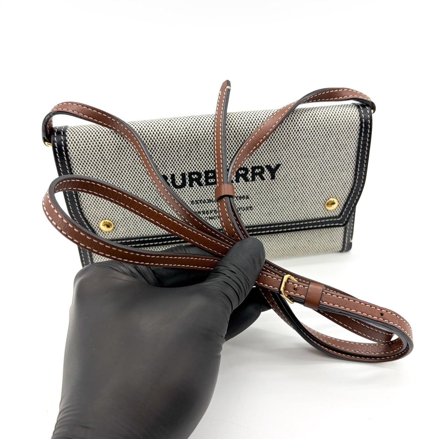 Burberry Small Horseferry Print Canvas Notebook Shoulder Bag Black