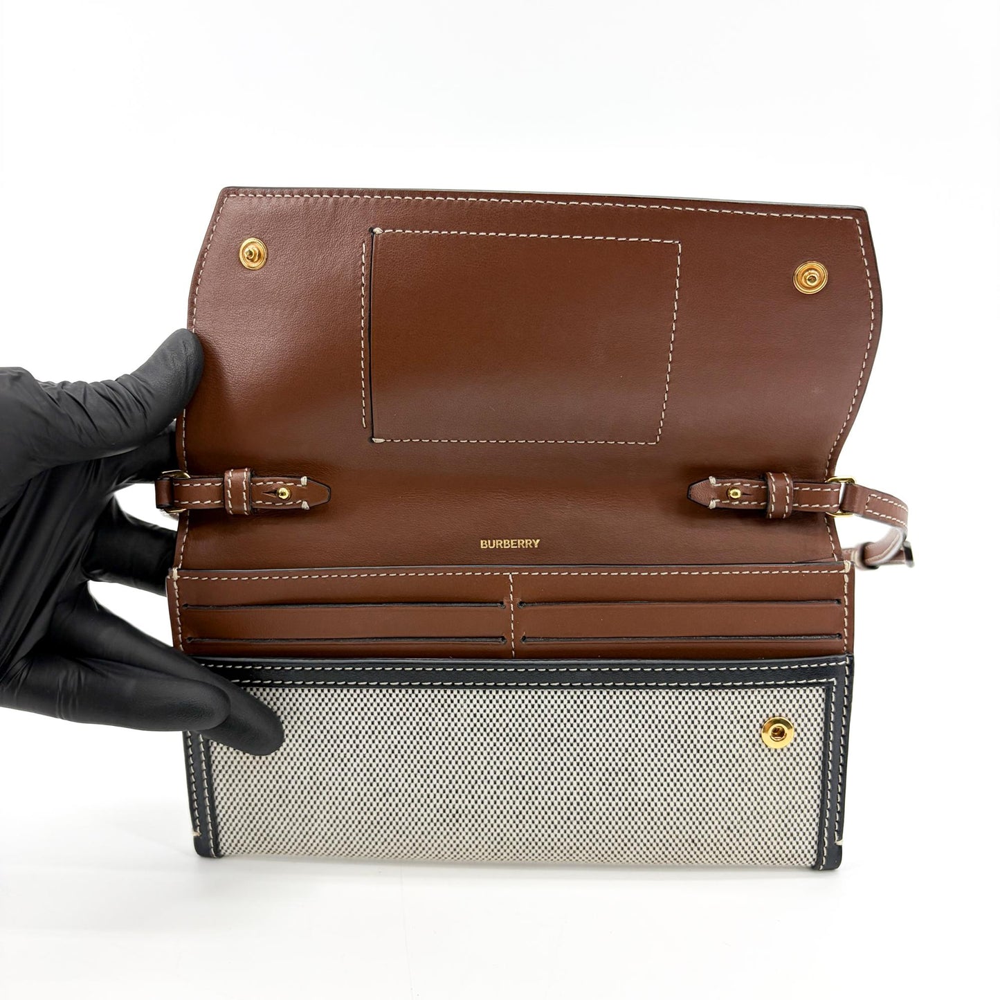 Burberry Small Horseferry Print Canvas Notebook Shoulder Bag Black