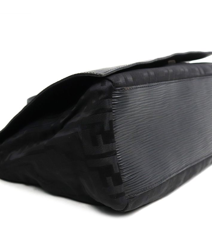 Fendi Black Zucca Flap Shoulder Bag