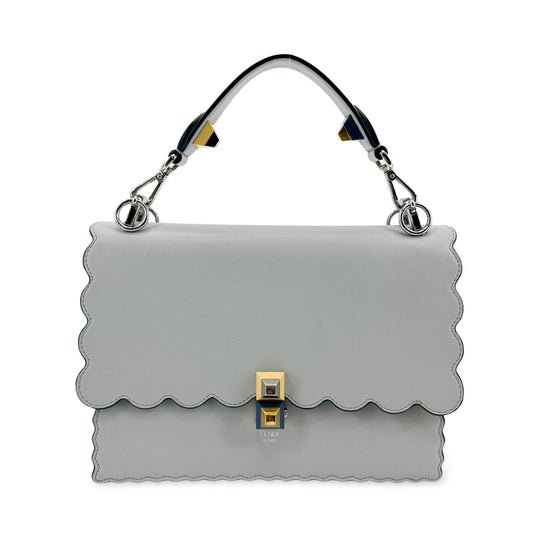 Fendi Khan Eye Leather Shoulder Bag Light Gray
