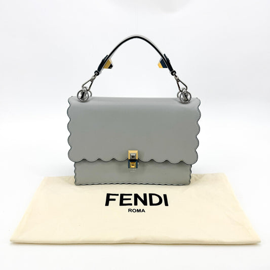 Fendi Khan Eye Leather Shoulder Bag Light Gray