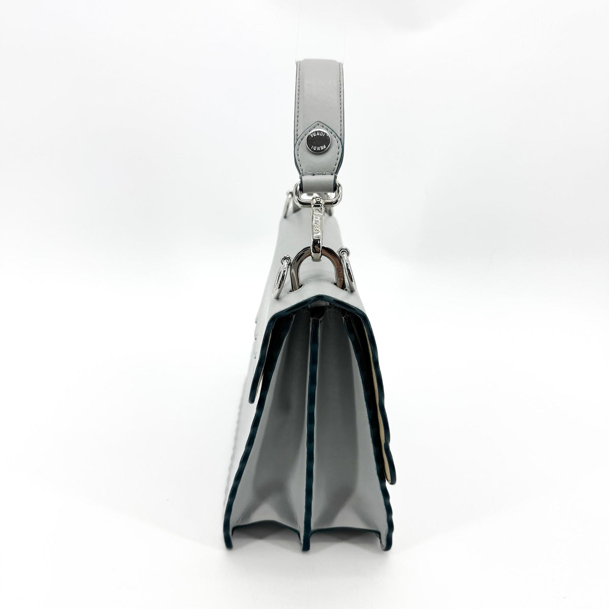 Fendi Khan Eye Leather Shoulder Bag Light Gray