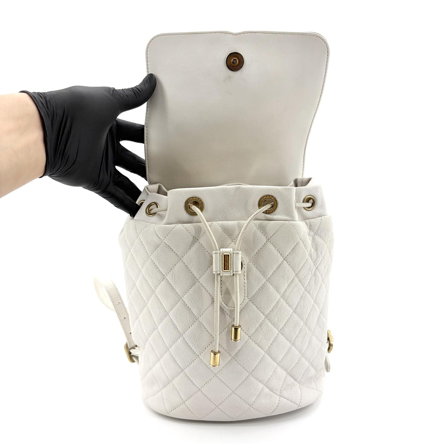 Chanel Urban Spirit Backpack Medium White Gold Hardware